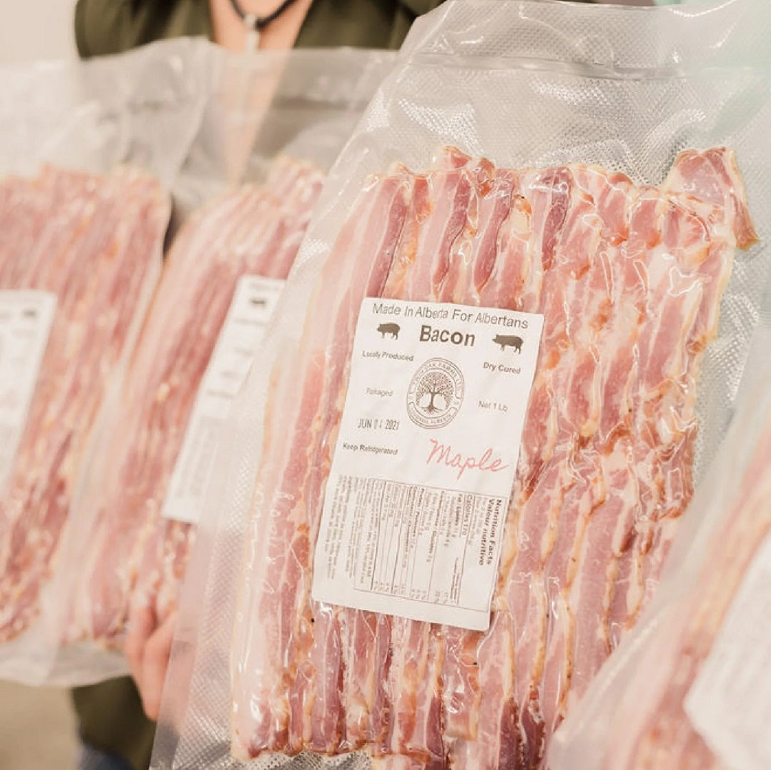 Bacon 8-12 count Dry Cured-Mixed 4lb pack- (Twin Oaks Farms)